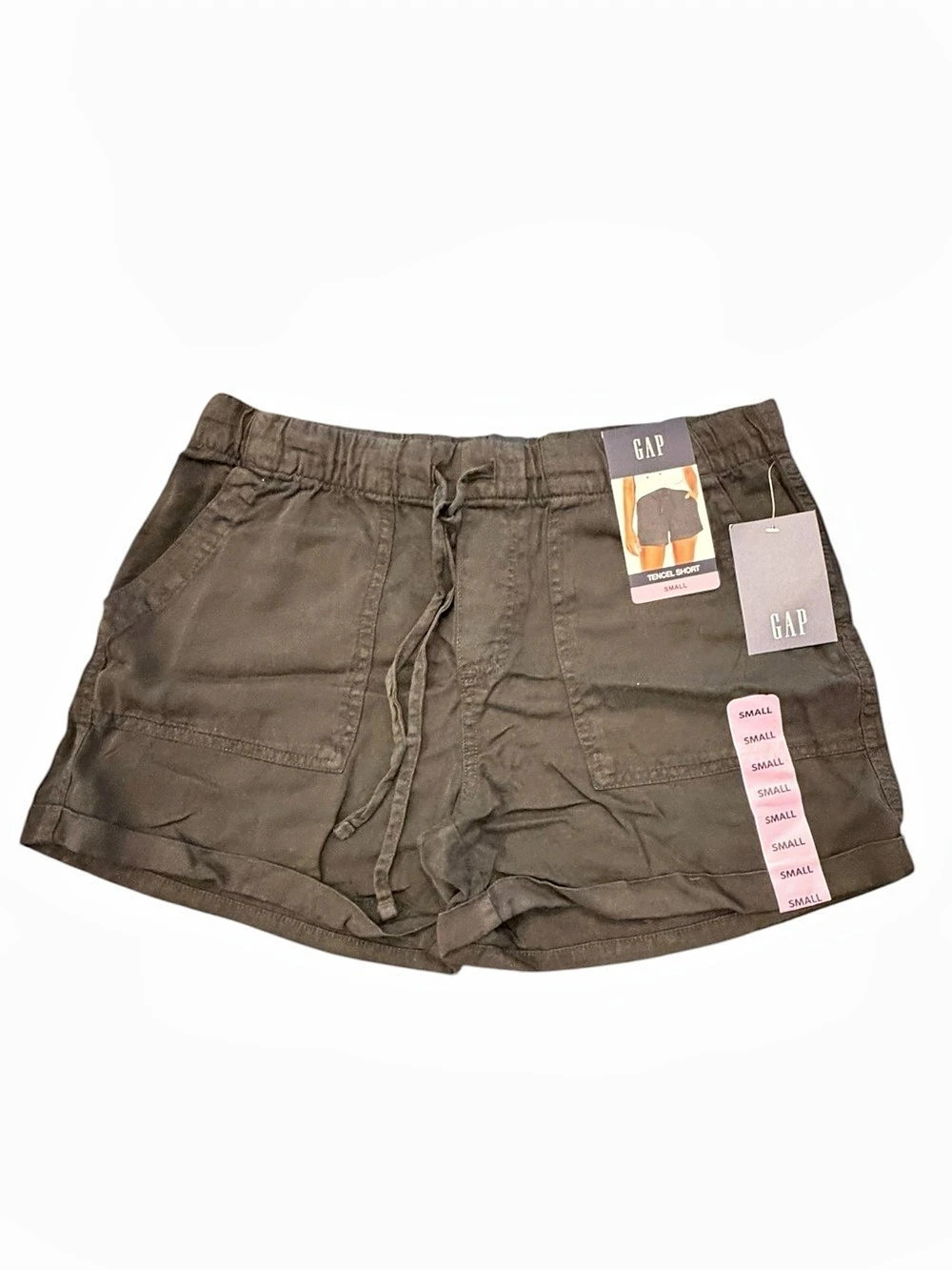 Gap Shorts Tencel Women’s Small Pull On NEW Black Drawstring Waist Cuffed